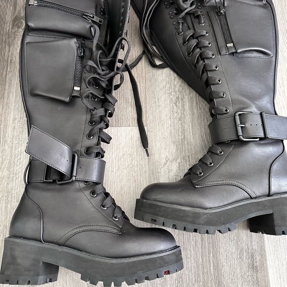 Current Mood Shoes - Current Mood Obsidian Boots by Dolls Kill